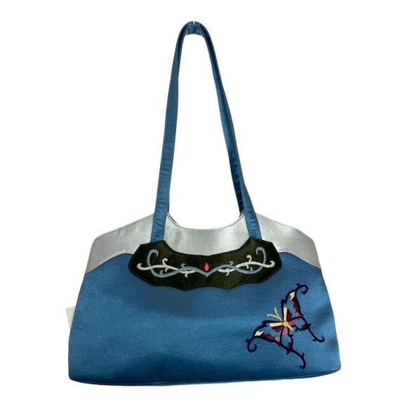 NWT Vintage Dolce Vita  Women's Blue Satin Embroidered Purse - Picture 2 of 6